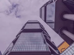 Glass office buildings, low angle